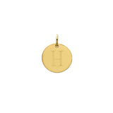 Engraved initial H disc charm in gold-fill, front view variant--H variant--Gold-fill
