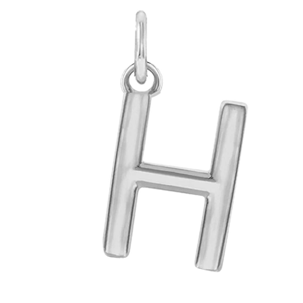 Modern initial charm letter H in 14K white gold variant--H variant--Sterling-silver variant--14K-white-gold