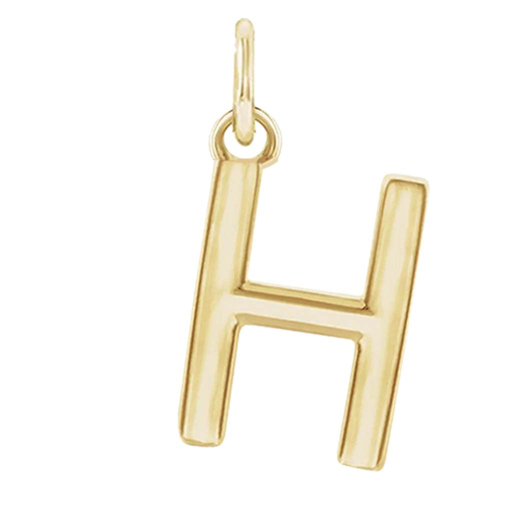 Modern initial charm letter H in 14K yellow gold variant--H variant--14K-yellow-gold