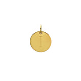 Engraved initial I disc charm in gold-fill, front view variant--I variant--Gold-fill