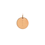 Engraved initial I disc charm in rose gold-fill, front view gold-fill variant--I variant--Rose-gold-fill