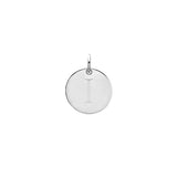 Engraved initial I disc charm in sterling silver, front view variant--I variant--Sterling-silver