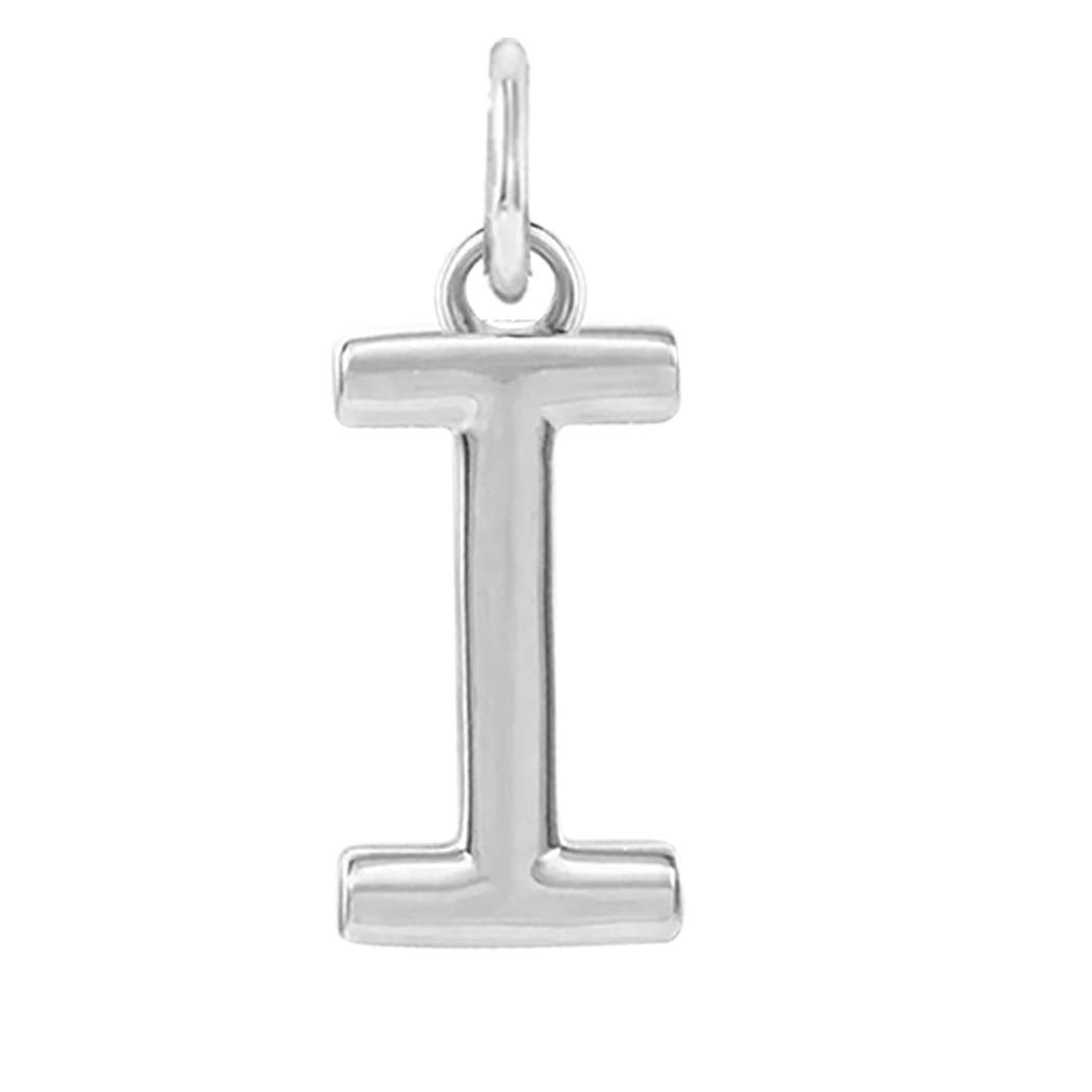 Modern initial charm letter I in 14K white gold variant--I variant--Sterling-silver variant--14K-white-gold