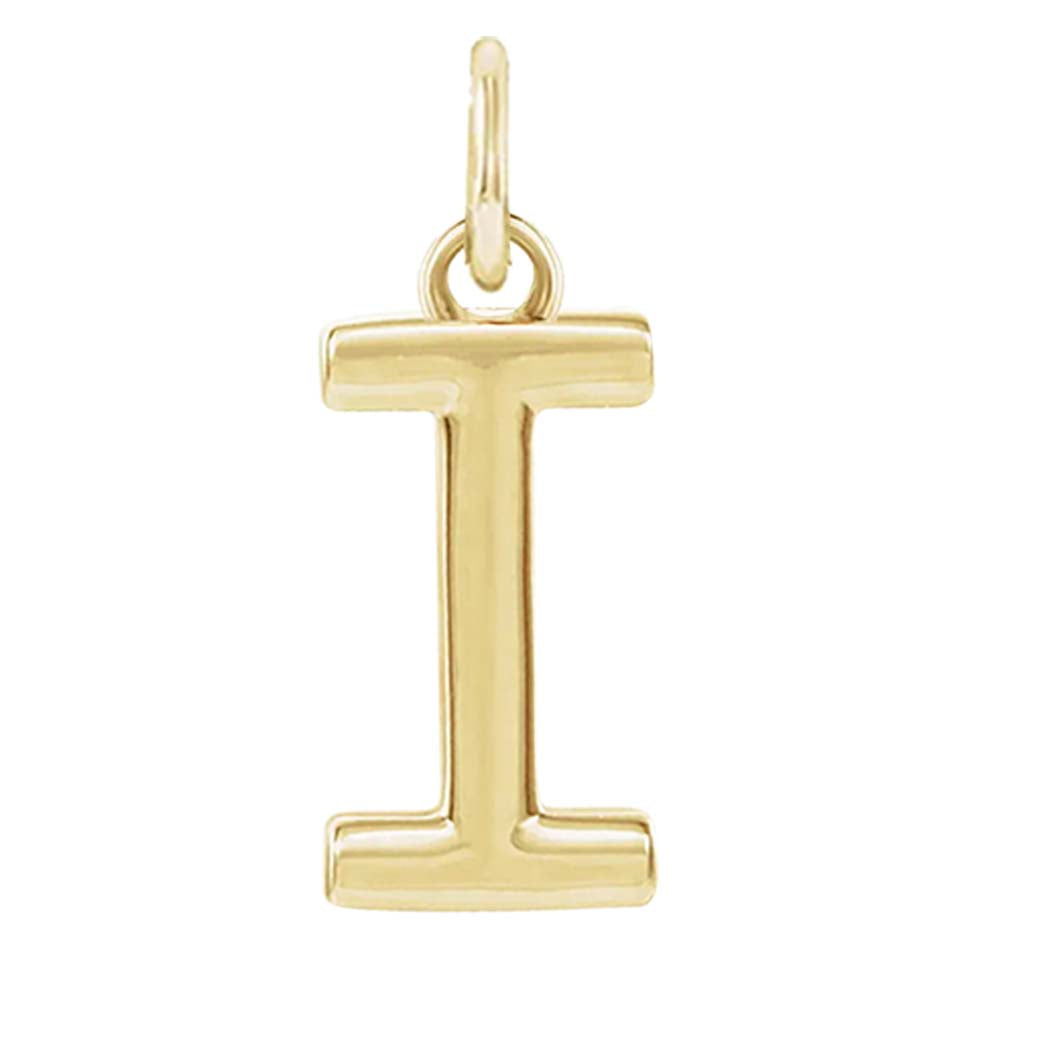 Modern initial charm letter I in 14K yellow gold variant--I variant--14K-yellow-gold