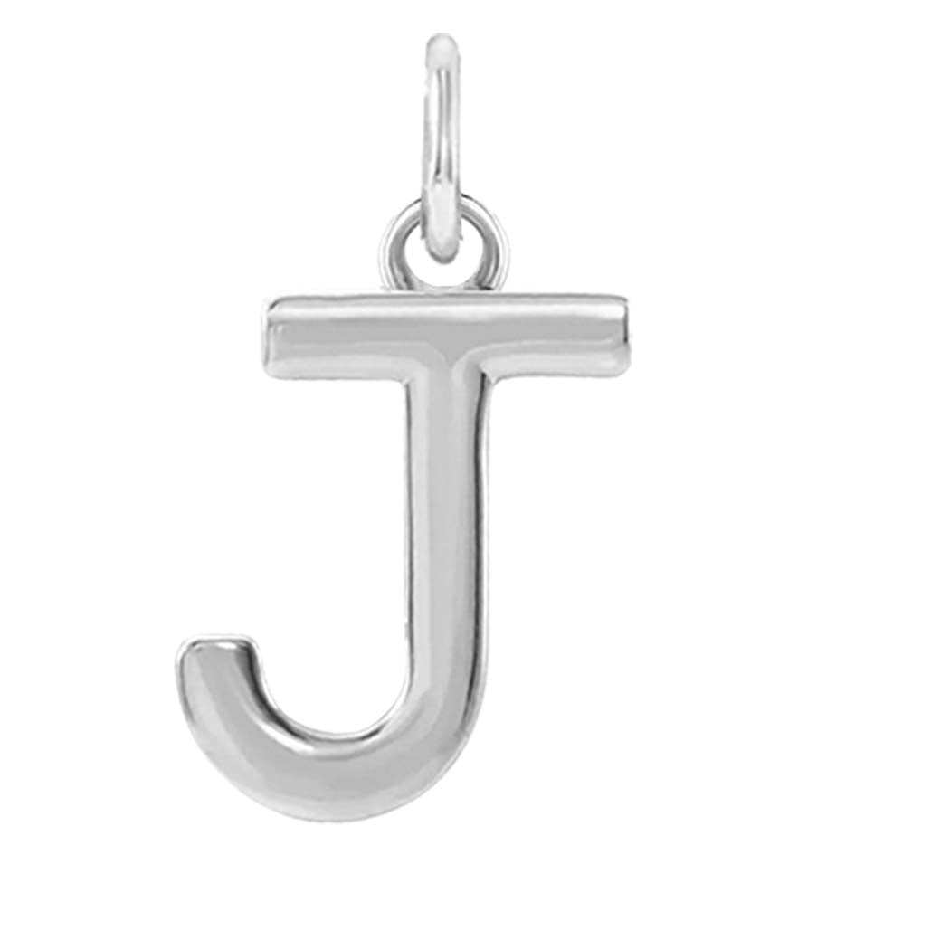 Modern initial charm letter J in 14K white gold variant--J variant--Sterling-silver variant--14K-white-gold
