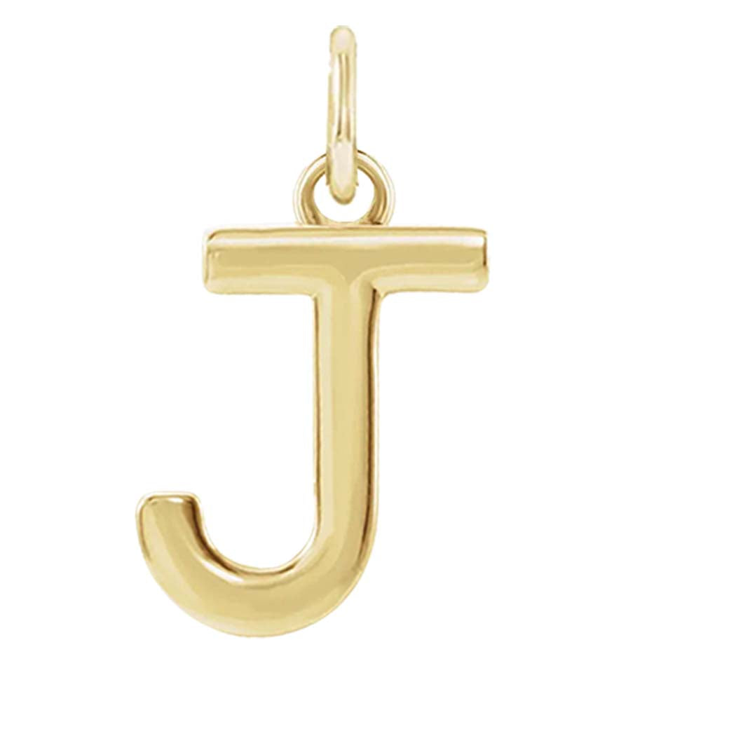 Modern initial charm letter J in 14K yellow gold variant--J variant--14K-yellow-gold