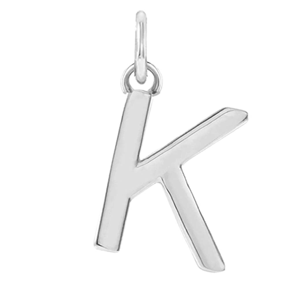 Modern initial charm letter K in 14K white gold variant--K variant--Sterling-silver variant--14K-white-gold
