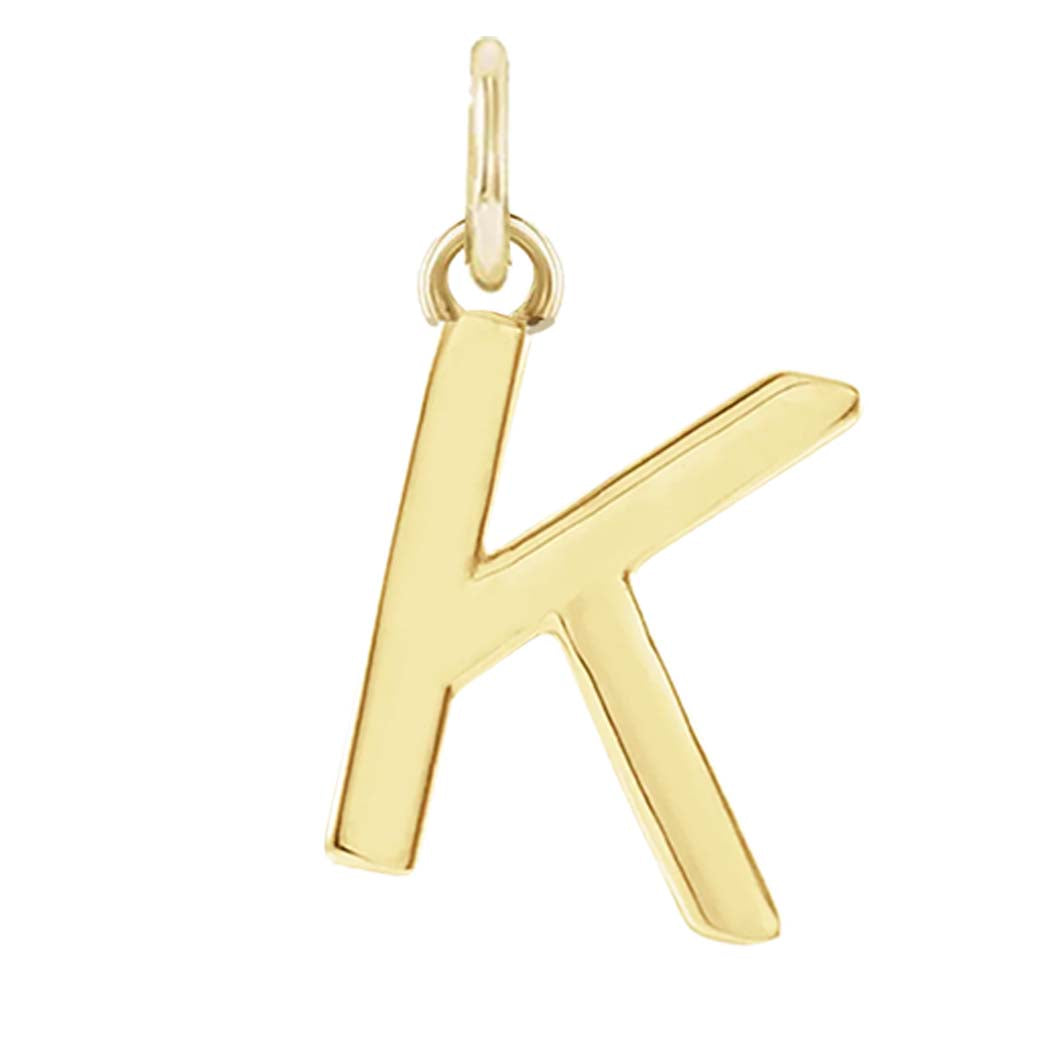 Modern initial charm letter K in 14K yellow gold variant--K variant--14K-yellow-gold