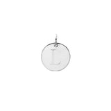 Engraved initial L disc charm in sterling silver, front view variant--L variant--Sterling-silver