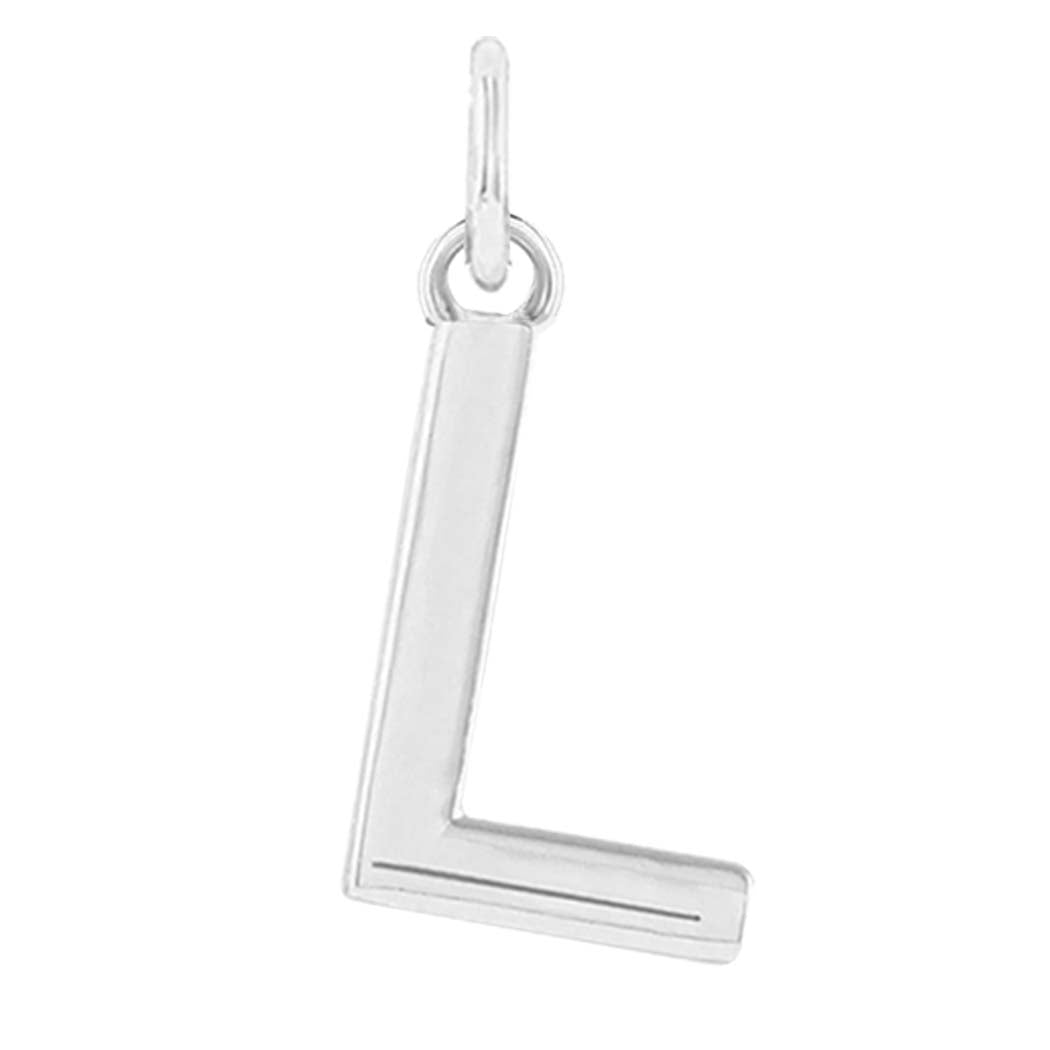 Modern initial charm letter L in 14K white gold variant--L variant--Sterling-silver variant--14K-white-gold