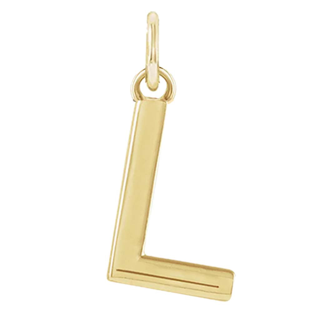 Modern initial charm letter L in 14K yellow gold variant--L variant--14K-yellow-gold