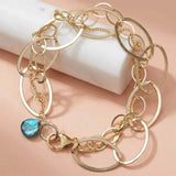 Natural labradorite woven chain bracelet in sterling silver, styled on chain necklace