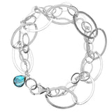 Natural labradorite woven chain bracelet in sterling silver, side view detail silver variant--Sterling-silver
