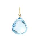 Dainty 12mm briolette charm made from natural aquamarine, set in gold-fill for layering.