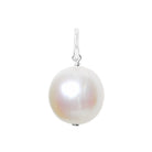 Glowing pearl briolette gemstone charm, 12mm, handcrafted with sterling silver wrap detail.