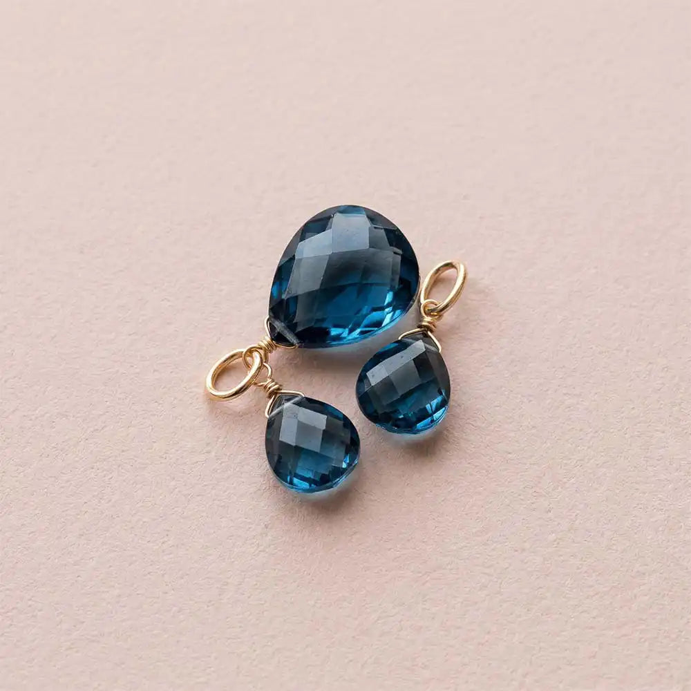 6mm london topaz drop charm designed in gold-fill, perfect for custom jewelry creation.