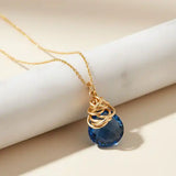 Textured london topaz necklace for September birthstone  variant--Gold-fill, variant--Rose-gold-fill, variant--Sterling-silver, variant--Oxidized-sterling-silver variant--London-topaz