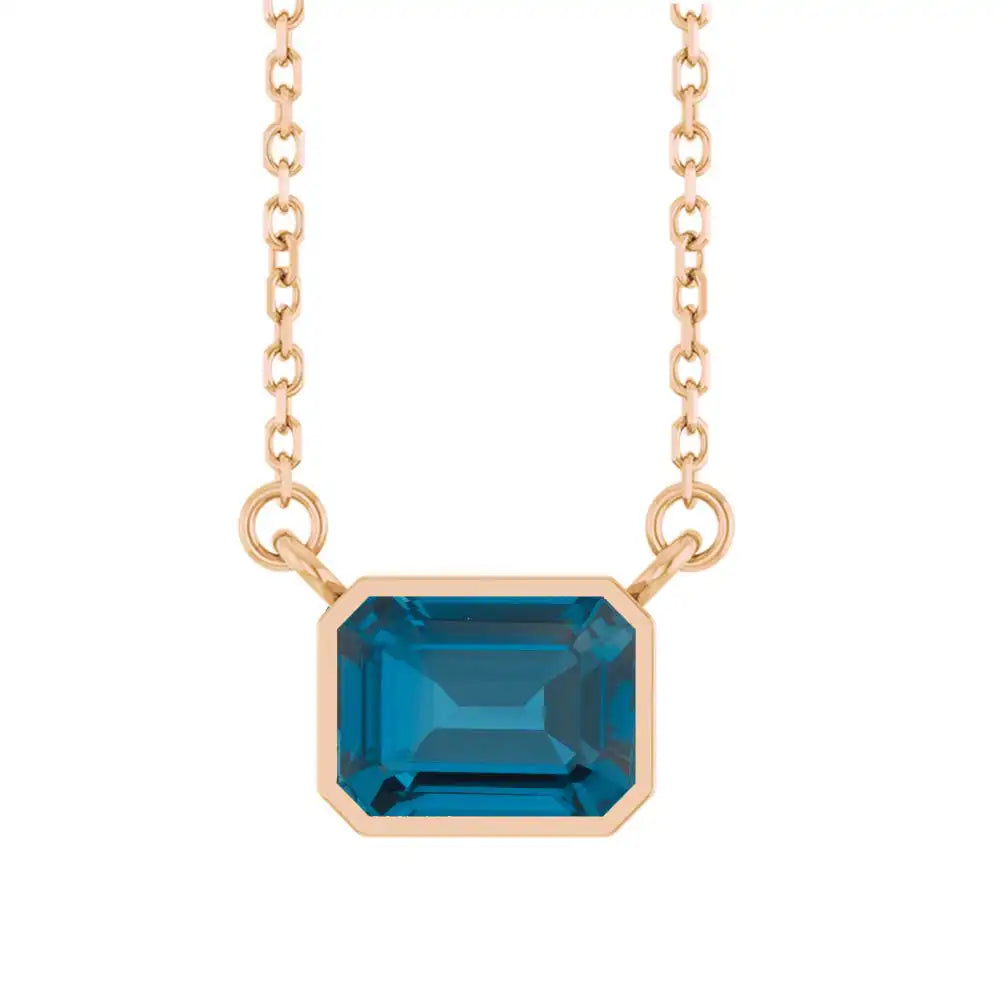 East West Emerald-Cut 14K rose gold Necklace in London Topaz variant--14K-rose-gold variant--London-topaz