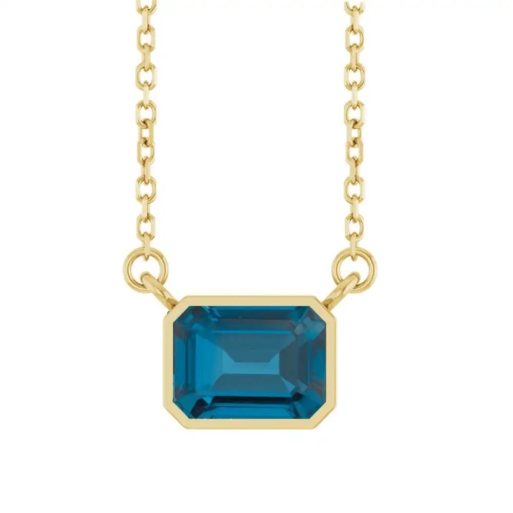 East West Emerald-Cut 14K yellow gold Necklace in London Topaz variant--14K-yellow-gold variant--London-topaz