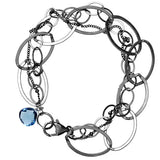 Natural london blue topaz woven chain bracelet in oxidized sterling silver variant--Oxidized-sterling-silver