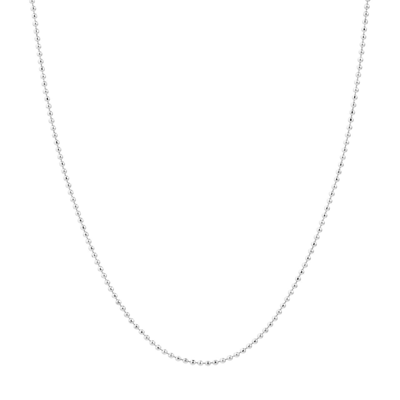 Sterling silver bead chain with diamond-cut texture variant--14K-white-gold variant--16in variant--18in variant--20in variant--Sterling-silver