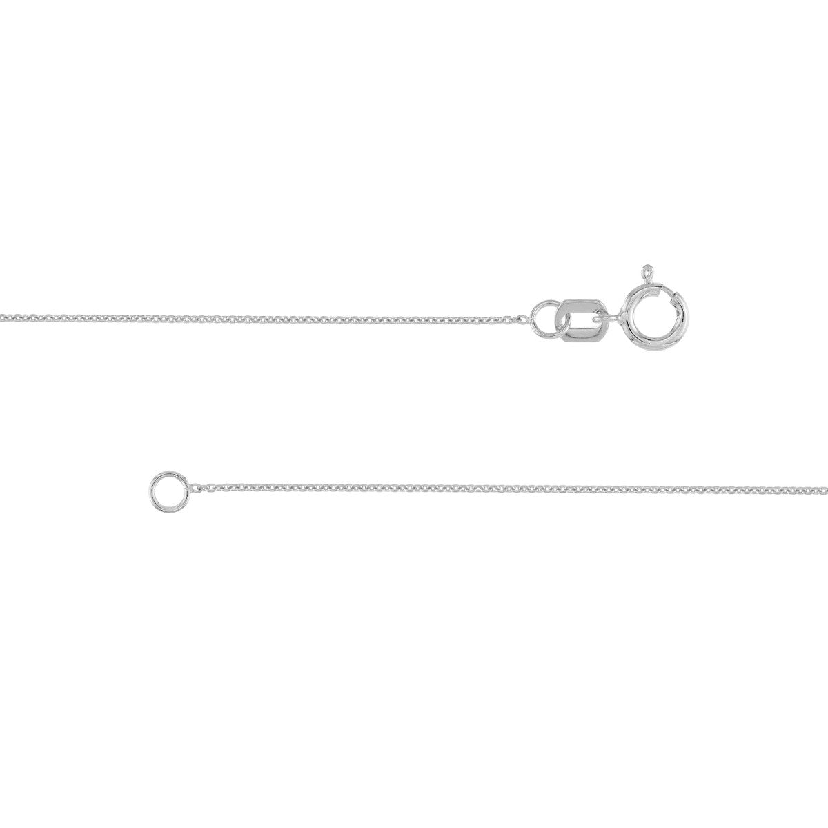 Tiny cable chain in 14K gold, on model variant--14K-white-gold variant--16in variant--18in variant--20in
