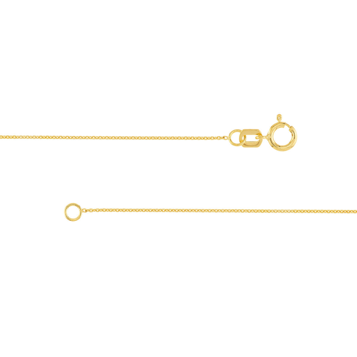 Tiny cable chain in 14K gold, front view