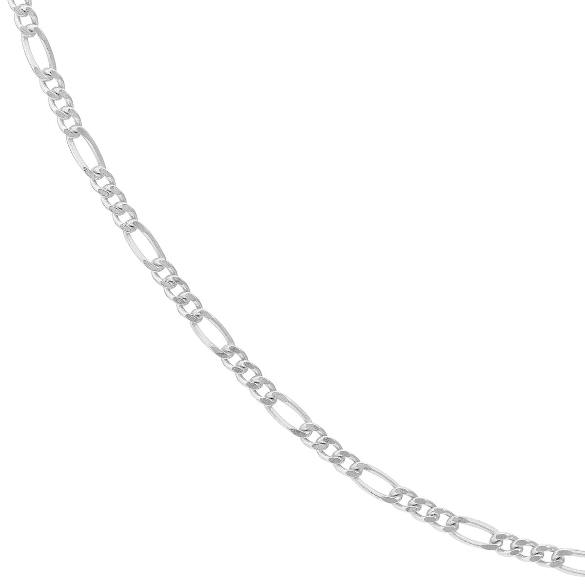 sterling silver figaro chain necklace with alternating links variant--Sterling-silver variant--16in variant--18in variant--20in variant--24in variant--7in variant--10K-white-gold variant--14K-white-gold