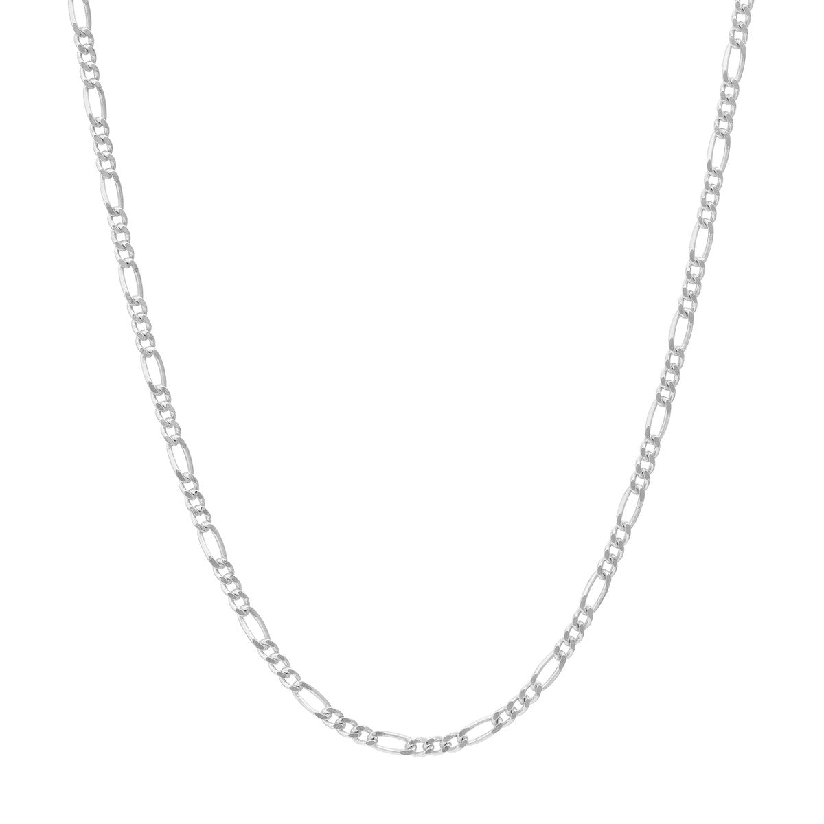 lightweight sterling silver figaro chain necklace variant--Sterling-silver variant--16in variant--18in variant--20in variant--24in variant--7in variant--10K-white-gold variant--14K-white-gold