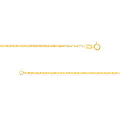classic figaro chain in solid gold close upof spring ring variant--Gold-fill variant--16in variant--18in variant--20in variant--24in variant--7in variant--10K-yellow-gold variant--14K-yellow-gold