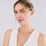 fine solid gold figaro chain necklace for everyday wear shown on model