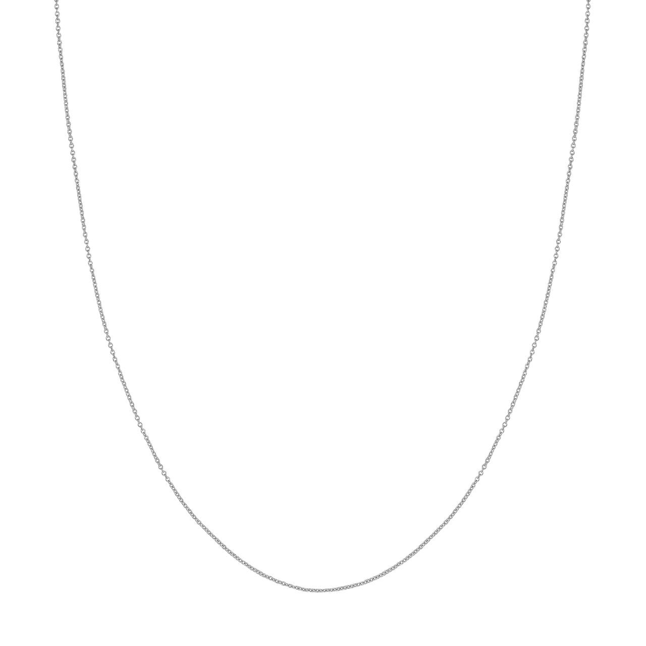 Classic cable chain necklace in solid 14K white gold variant--Sterling-Silver variant--16in variant--18in variant--20in variant--14K-white-gold