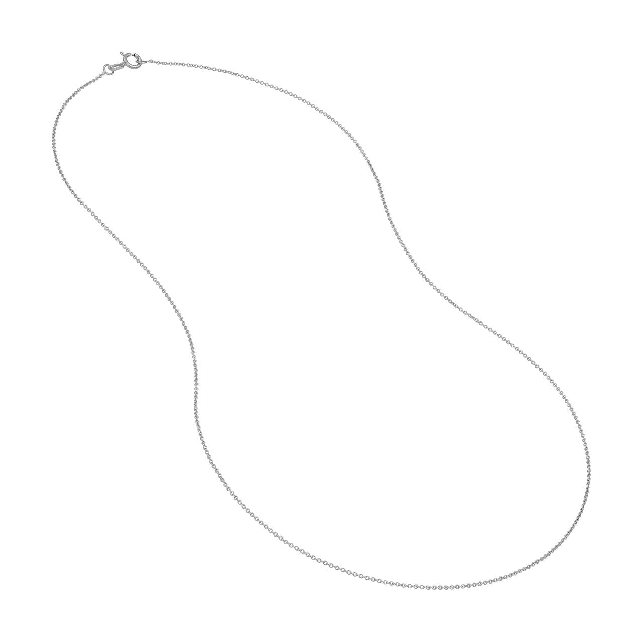 White gold cable chain with polished links variant--Sterling-Silver variant--16in variant--18in variant--20in variant--14K-white-gold