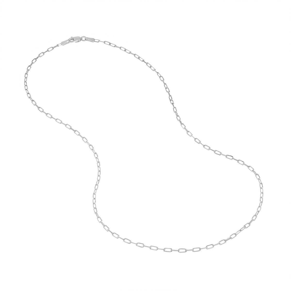 delicate sterling silver paper clip chain necklace variant--Sterling-silver variant--16in variant--18in variant--20in variant--24in variant--14K-white-gold
