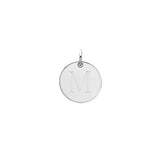 Engraved initial M disc charm in sterling silver, front view variant--M variant--Sterling-silver
