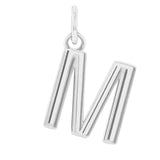 Modern initial charm letter M in 14K white gold variant--M variant--Sterling-silver variant--14K-white-gold