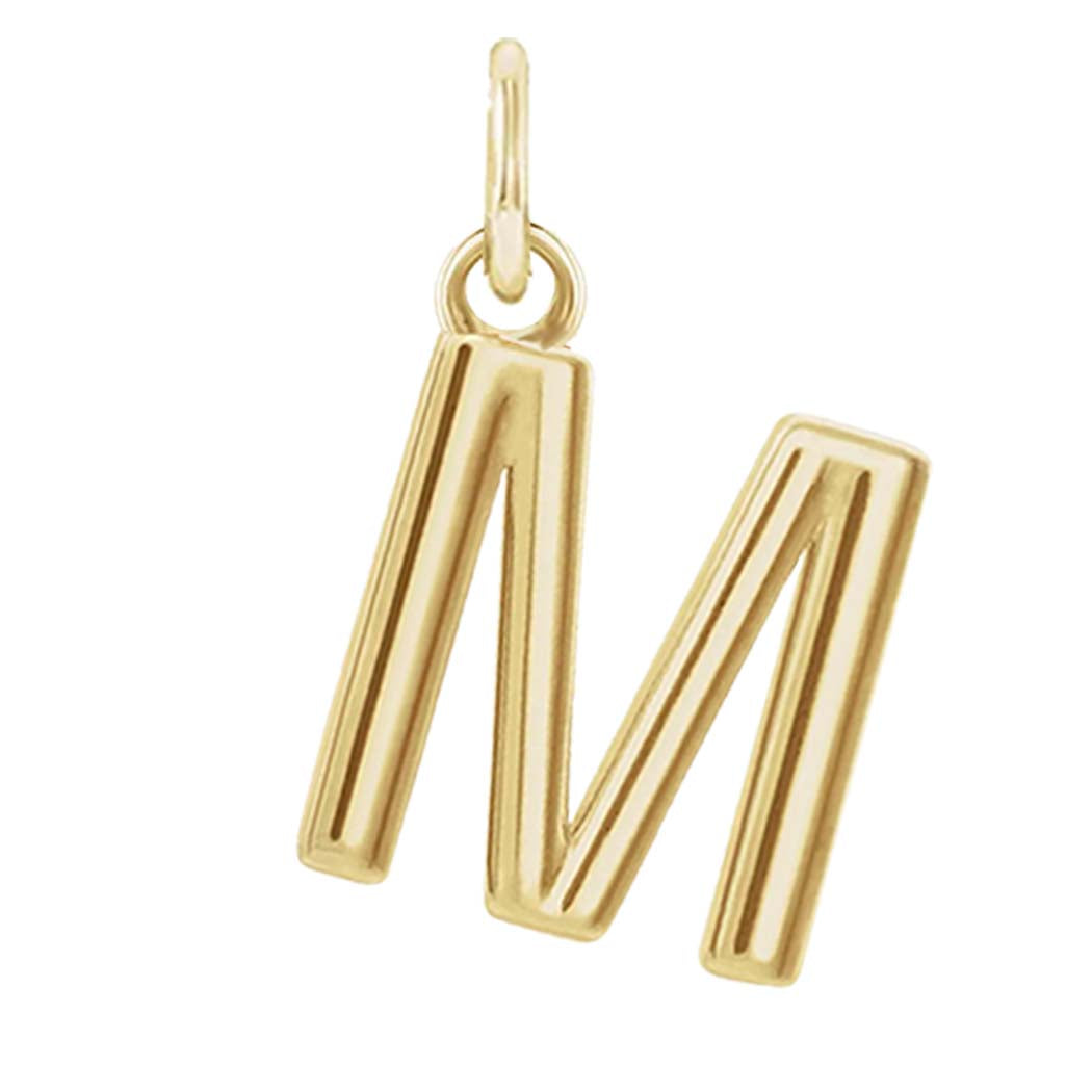 Modern initial charm letter M in 14K yellow gold variant--M variant--14K-yellow-gold