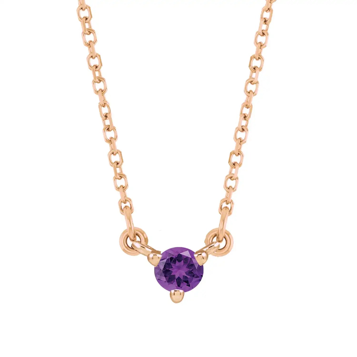 14K rose gold-Amethyst-Solitaire-Necklace-Lovely-Birthstone-Necklace variant--Amethyst variant--14K-rose-gold