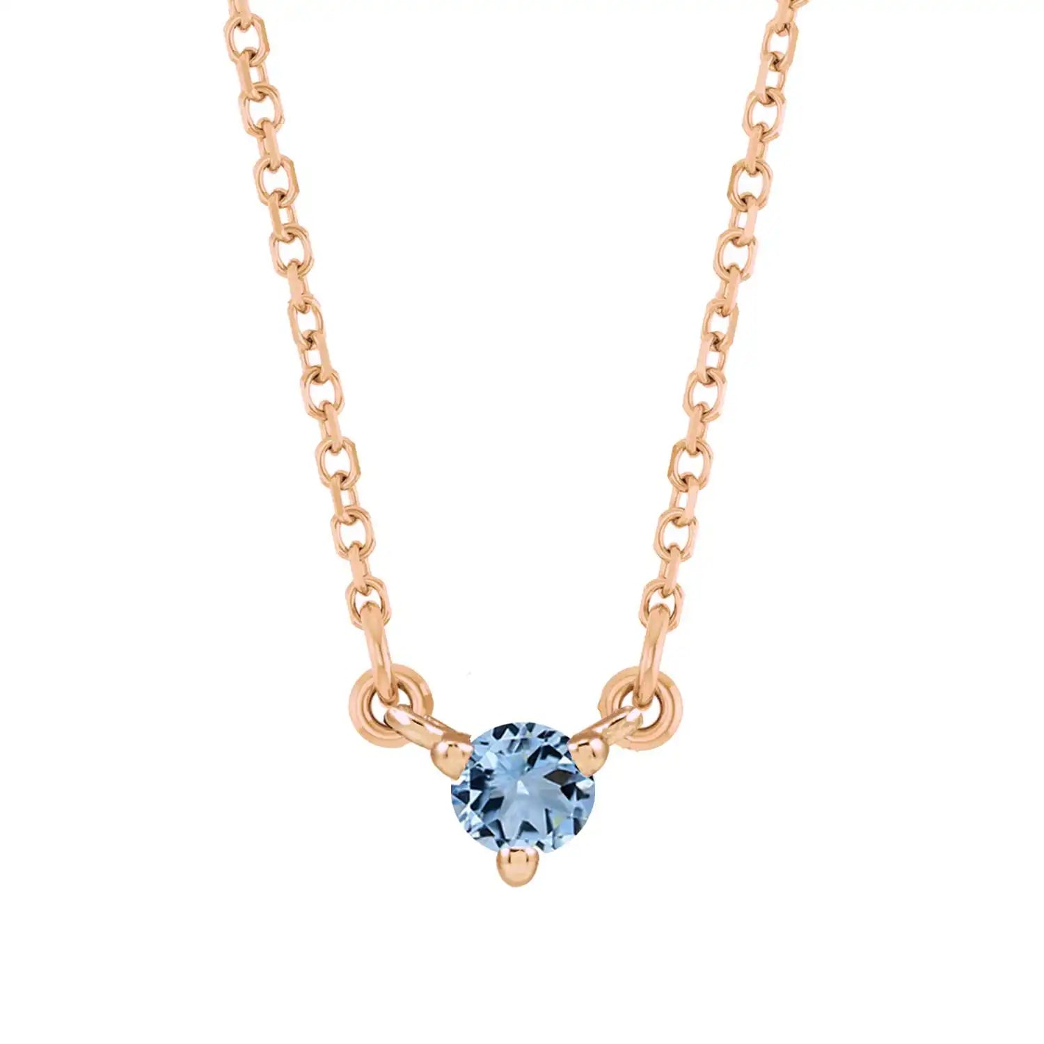 14K rose gold Aquamarine Solitaire Necklace variant--Aquamarine variant--14K-rose-gold