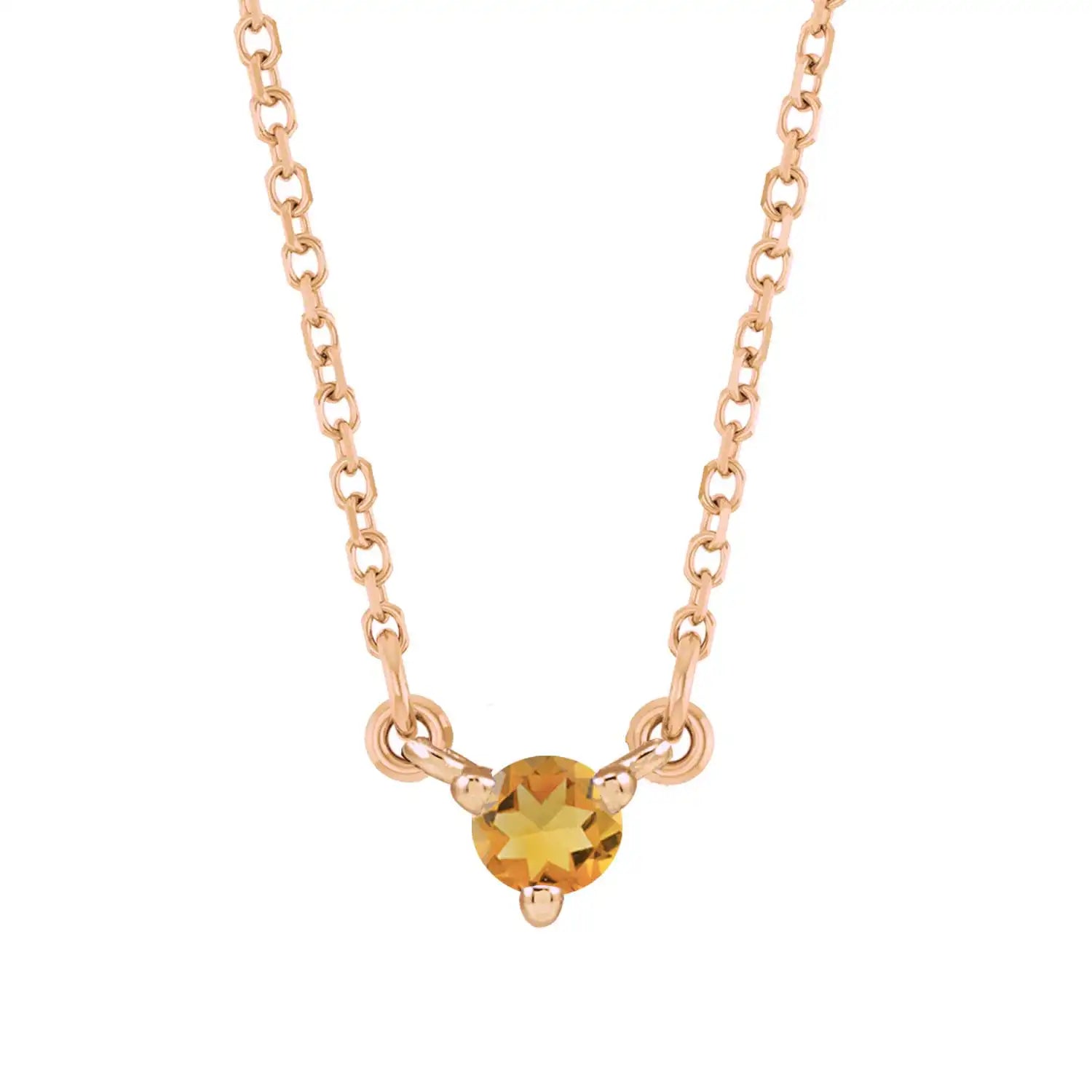 14K rose gold-Citrine-Solitaire-Necklace-Lovely-Birthstone-Necklace variant--Citrine variant--14K-rose-gold