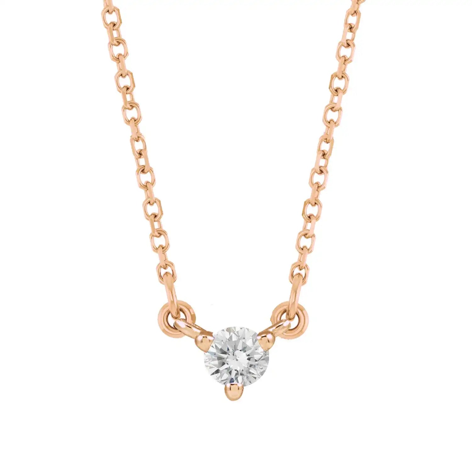 14K rose gold-Diamond-Solitaire-Necklace-Lovely-Birthstone-Necklace variant--Diamond variant--14K-rose-gold