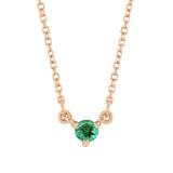 14K rose gold-Emerald-Solitaire-Necklace-Lovely-Birthstone-Necklace variant--Emerald variant--14K-rose-gold
