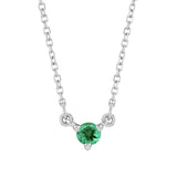 Sterling silver Emerald Solitaire Necklace-Lovely-Birthstone-Necklace variant--Emerald variant--Sterling-silver