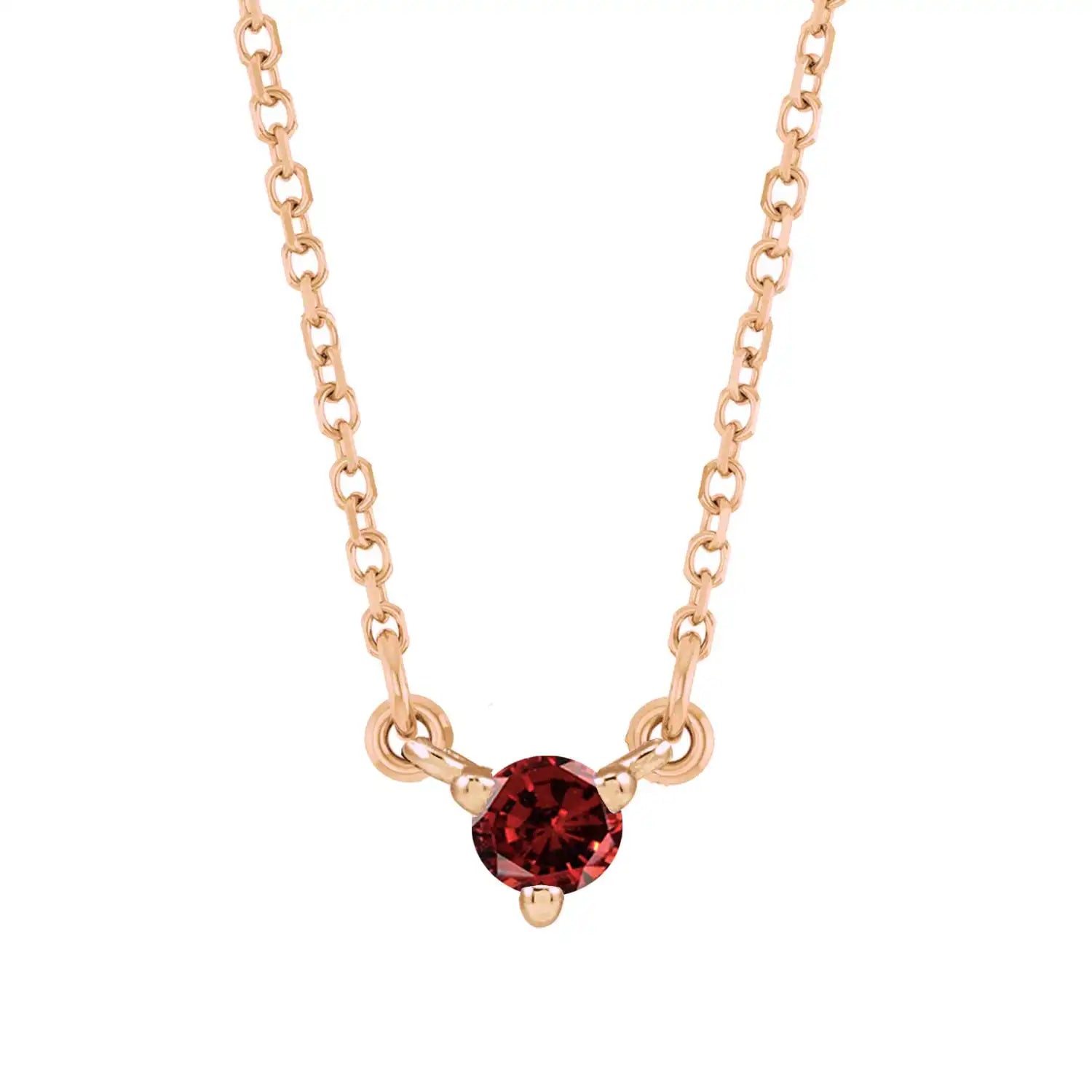 Ethical birthstone gift necklace handcrafted in the USA variant--Garnet variant--14K-rose-gold