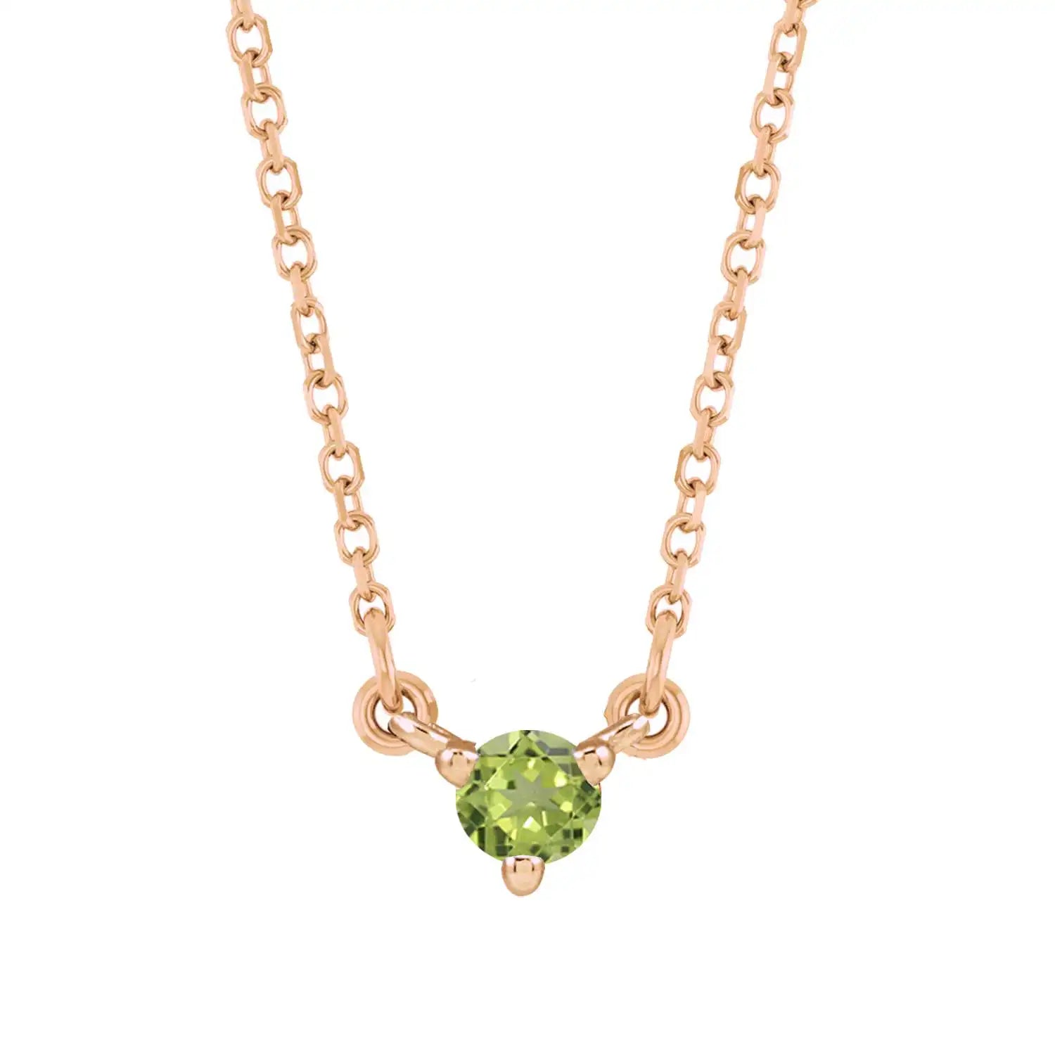14K rose gold-Peridot-Solitaire-Necklace-Lovely-Birthstone-Necklace variant--Peridot variant--14K-rose-gold
