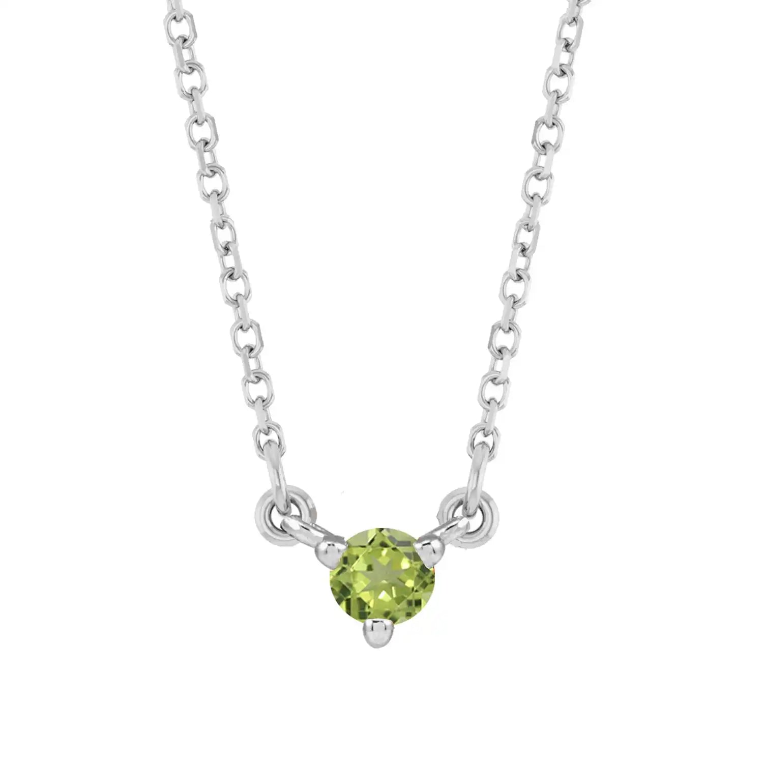 Sterling silver Peridot-Solitaire-Necklace-Lovely-Birthstone-Necklace variant--Peridot variant--Sterling-silver