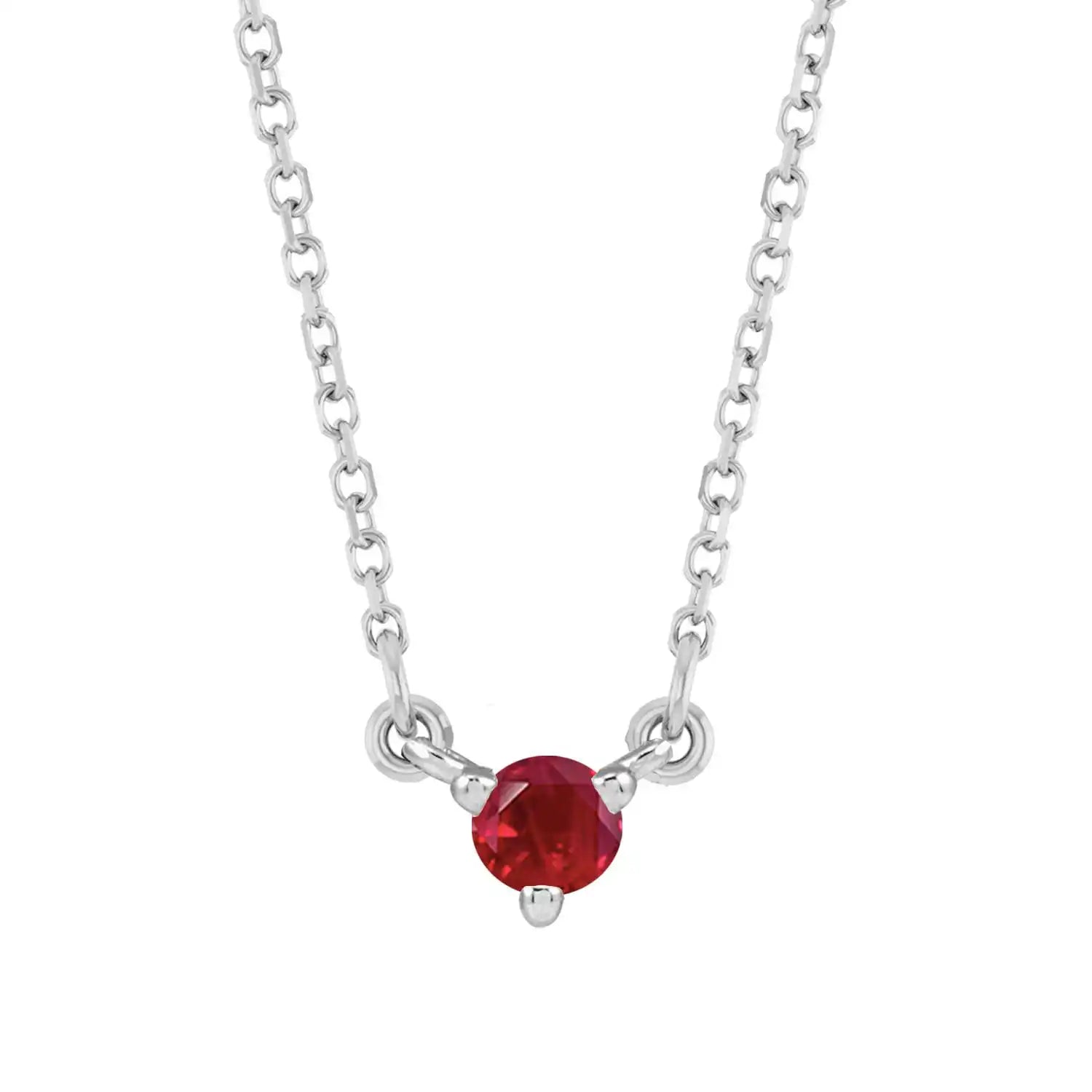 Sterling silver 3mm ruby solitaire necklace variant--Sterling-silver