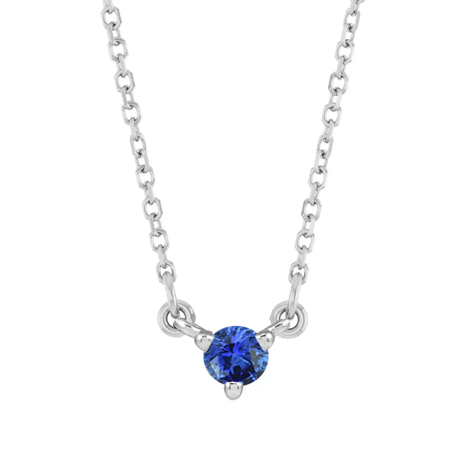 14K white gold-Sapphire-Solitaire-Necklace-Lovely-Birthstone-Necklace variant--Sapphire variant--14K-white-gold