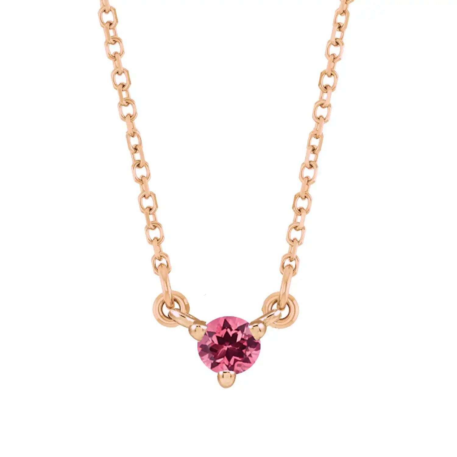 14K rose gold-Tourmaline-Solitaire-Necklace-Lovely-Birthstone-Necklace variant--Tourmaline variant--14K-rose-gold
