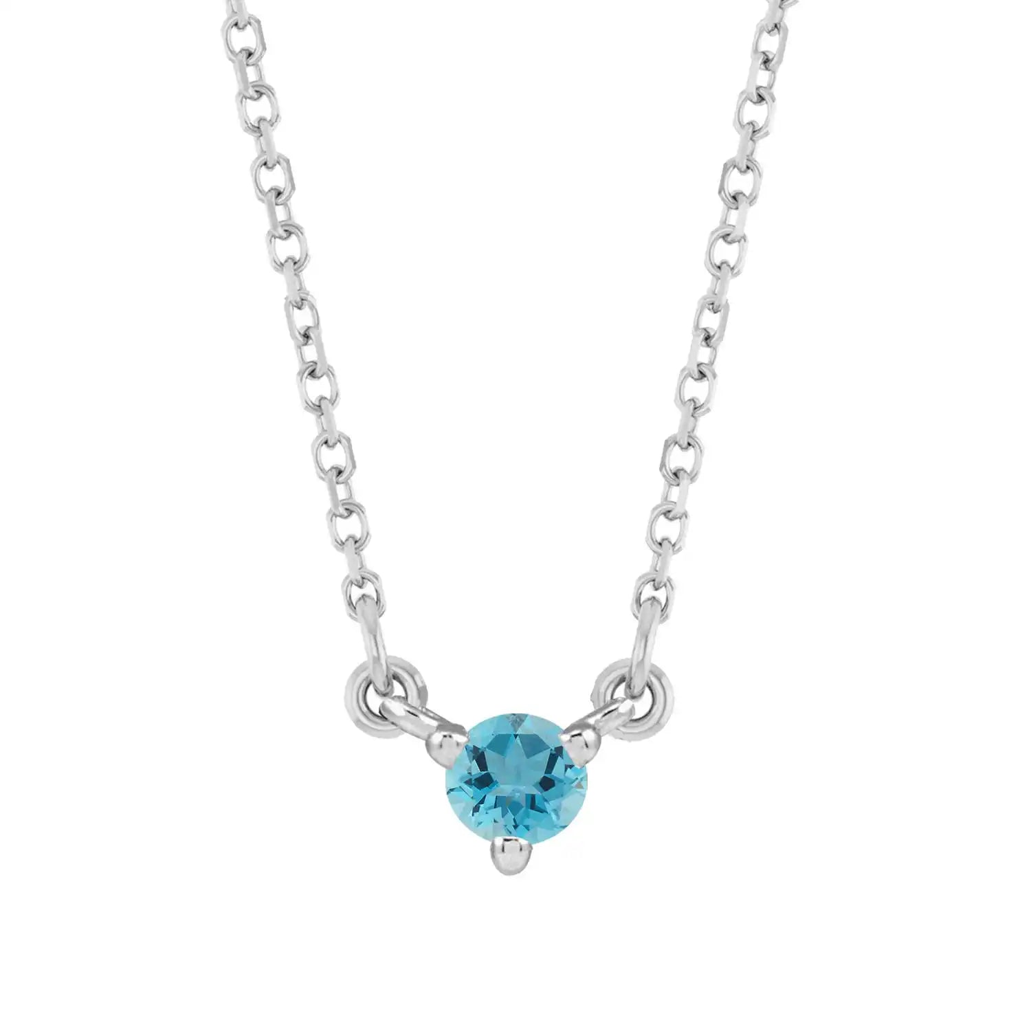 14K white gold-Zircon-Solitaire-Necklace-Lovely-Birthstone-Necklace variant--Zircon variant--14K-white-gold